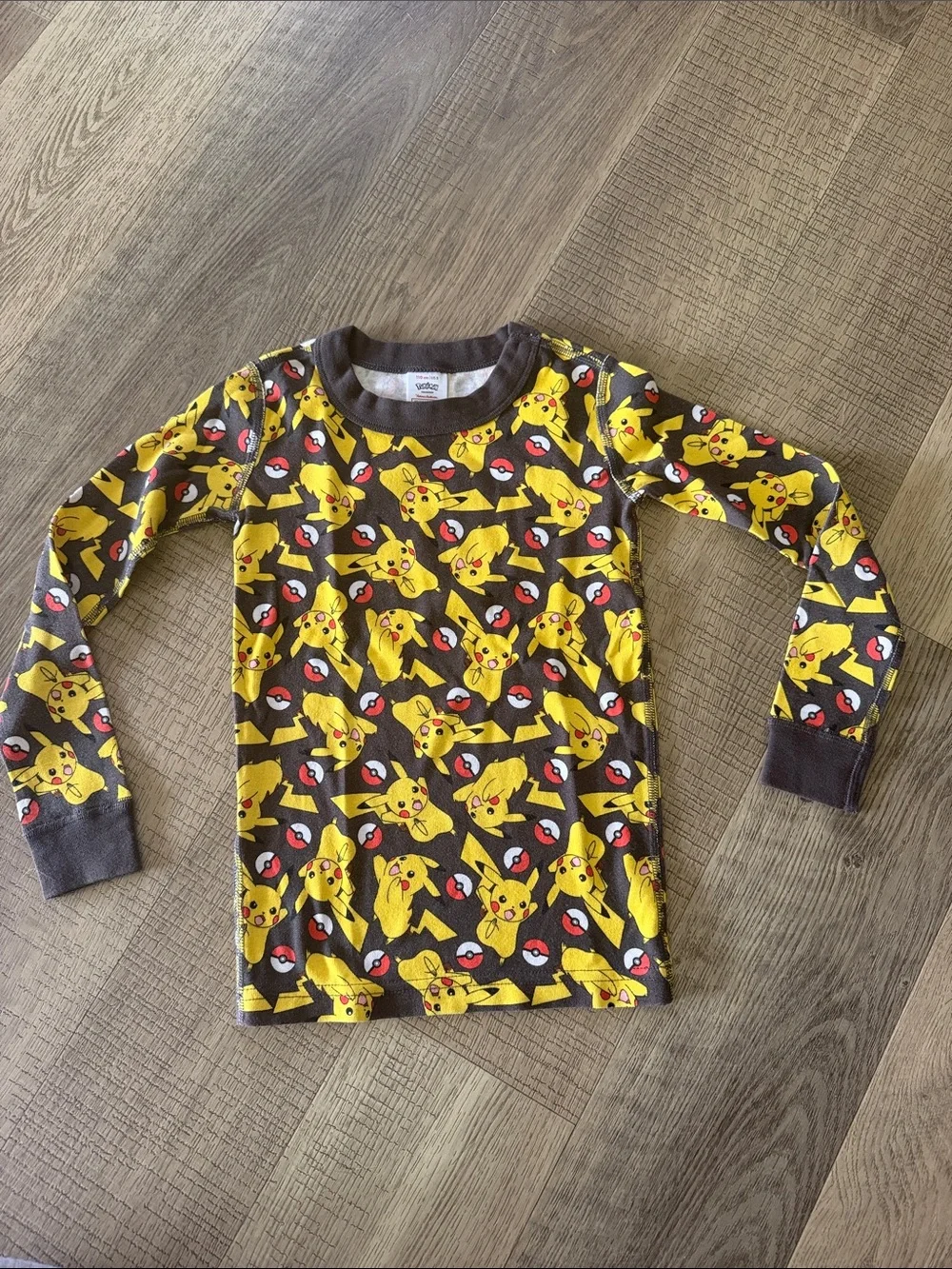 Hanna Andersson Yellow Pikachu & Poké Ball Brown Long Johns Pajama Set